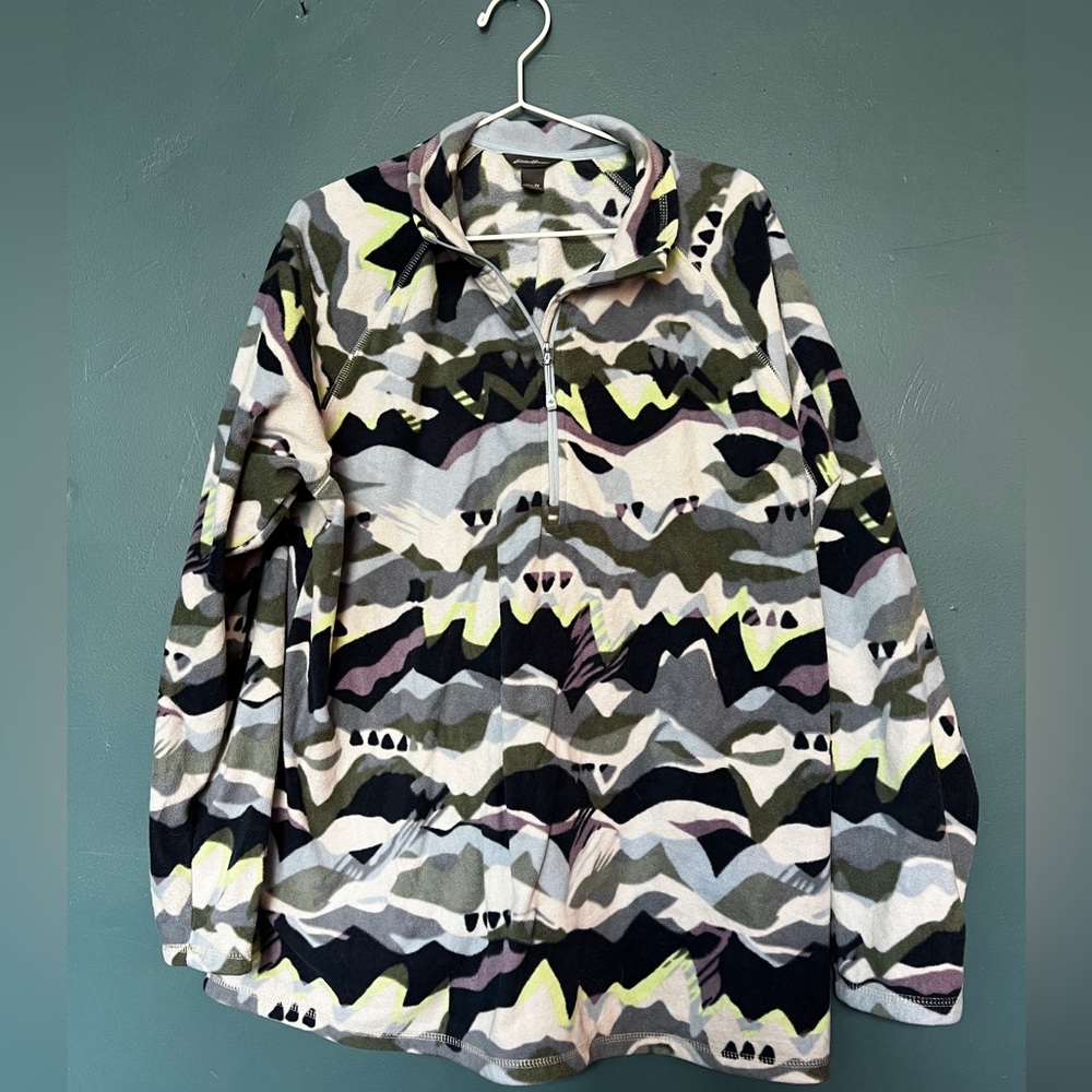 Eddie Bauer Women's Quest Fleece 1/4-Zip - Printed - Meadow 2X plus size